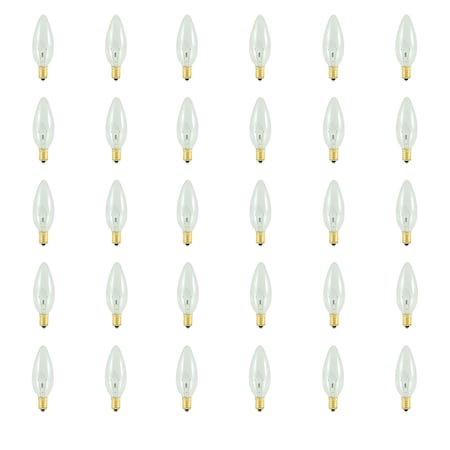 Bulbrite Incandescent Torpedo B10 Chandelier Light Bulbs, European E14 Screw Base, 5W, 2700K, 30PK 861202