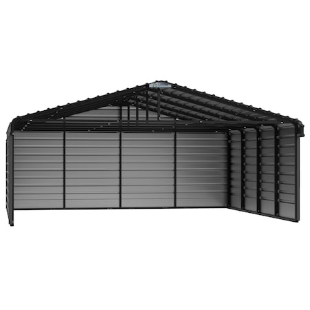 Arrow Storage Products 20 x 20 x 7 ft Charcoal Steel Carport with 3 Wall Kits CPHC202007ECL3