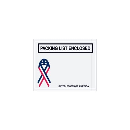 Bubblefast 4 1/2 x 5 1/2'' U.S.A. Ribbon ''Packing List Enclosed'' Envelopes, 1000PK BFPL466
