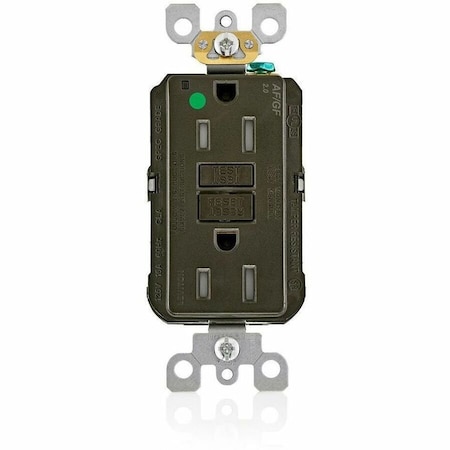 Leviton Receptacle, 15 A, 125V AC, Brown AGTR1-HG