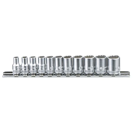Genius Tools 11 Piece 1/4in Dr. Metric Hand Socket Set TW-211M