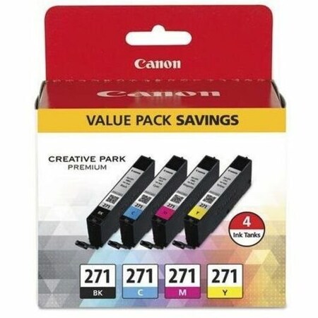 Canon CLI-271 4-Color, BK/CMY Ink Cartridge Value Pack 0390C005