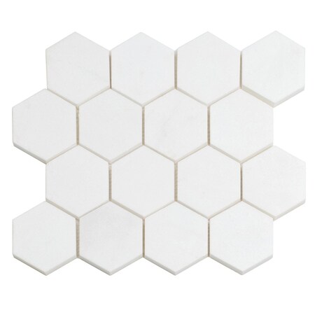 Apollo Tile 10x12 Thassos Polished Snow White Marble Mosaic Hexagon Wall and Floor Tile 4.46 sq ft/case, 5PK APLMKN88G54PA