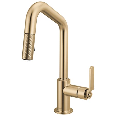 Brizo Litze Pull-Down Prep Faucet with Angle Spout, Industrial Handle Luxe Gold 63964LF-GL