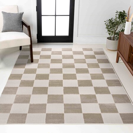 Jonathan Y Thea Modern Geometric Checkerboard High-Low Beige/Cream 3 ft. x 5 ft. Area Rug SND103A-3