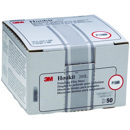 3M Finish Abrasive Disc, 3 in Dia, Aluminum Oxide, P1200 Grit, Closed Coat Type 260L
