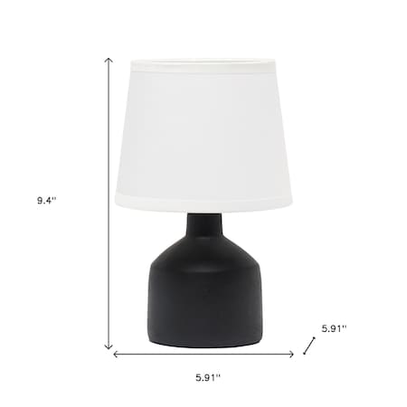 Homeroots 9" Black Concrete Novelty Table Lamp With White Drum Shade 643447