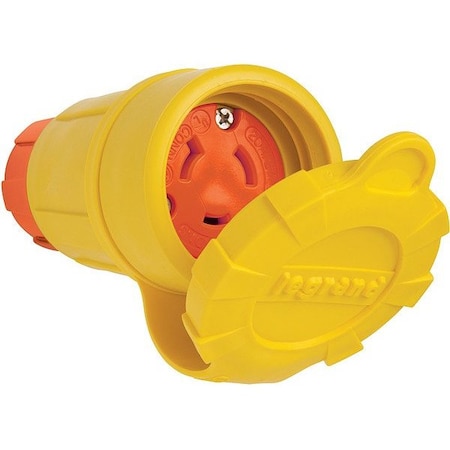 Pass & Seymour Locking Connector, L7-20R, 20 A, 277V AC, Single Phase, 2 Pole, Screw Terminals, Yellow 27W49AM