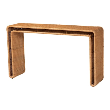 Bali & Pari Nevada Bohemian Light Honey Rattan Console Table 258-14167-ZORO