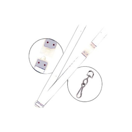 Brady LANYARD STANDARD, WHITE, 3/8in, FLAT WOVEN BREAK-AWAY LANYARD W/NICKEL PLATED STEEL SWIVEL HOOK 2137-5008