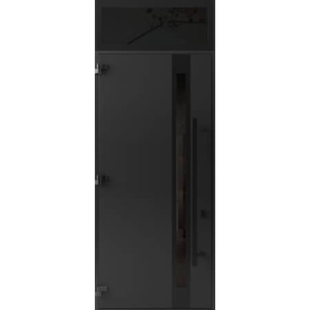 Vdomdoors Front Exterior Prehung Steel Door Ronex1033 Teak 96 Transom Window Sidelite Entry Metal Modern RONEX1033EXD-OAK-W36xH96+16-RH-I