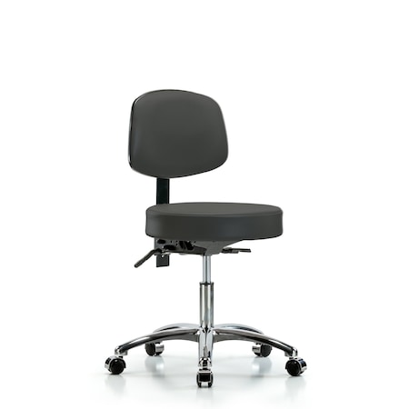 Blue Ridge Ergonomics Desk Stool, Vin, Bk Chrome, Tilt, Cast, Gry BR-VDHST-CR-T1-CC-8605