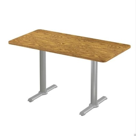 Correll Rectangle Cafe Table W/ T-Base, 48 in W, 30 in L, 29 in H, Particleboard Top, Medium Oak STT3048-06-98-06