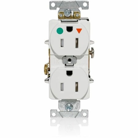 Leviton IG Dup Rec 15A 125V TR/HG Wht T8200-IGW