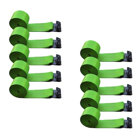 Tie 4 Safe 4'' x 30' Winch Straps w/ Black Flat Hook WLL: 5,400 lbs. Green, 10PK TWS41-30M12N-GR-C-10