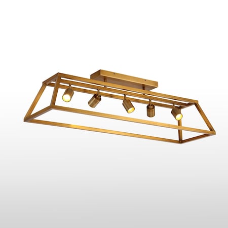 Vidalite Shura Brushed Brass 5-Light Cage Ceiling Light with Adjustable Heads, Integrated LED, 3000K, 2500L CE1009224