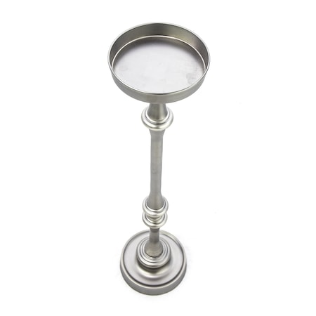 Homeroots Brushed Silver Finish Drink Size Accent Table 384133