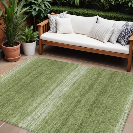 Homeroots 8' X 10' Green And Ivory Abstract Washable Indoor Outdoor Area Rug 599955
