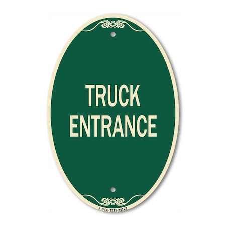 Signmission Driveway Sign Truck Entrance, 12 Inch X 18 Inch Architectural Oval, Heavy Gauge Aluminum A-OV-G-1218-24122