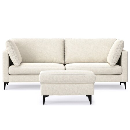 Homeroots 90" Cream Fabric Sofa With Ottoman With Black Legs 641073