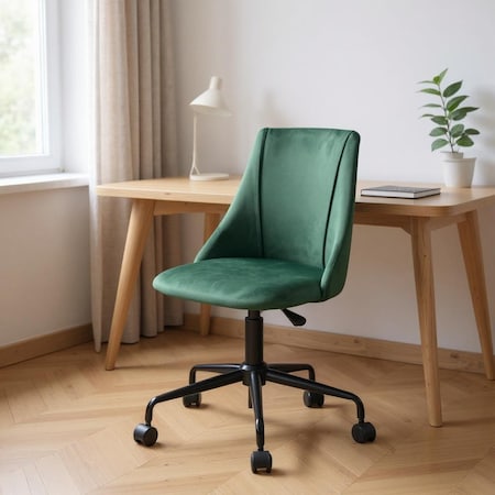 Homeroots Green and Black Adjustable Height Swivel Rolling Office Chair 568087