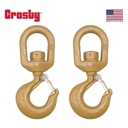 Mytee Products 2 PK Crosby L-322AN Swivel Hook w/Latch 7Ton WLL Swivel Lifting Hook, 1048859, 2PK SH-7T-CRx2