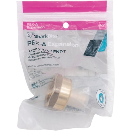 Sharkbite PEX-A Brass 1/2'' x 3/4'' FNPT Adapter UAB068LFA