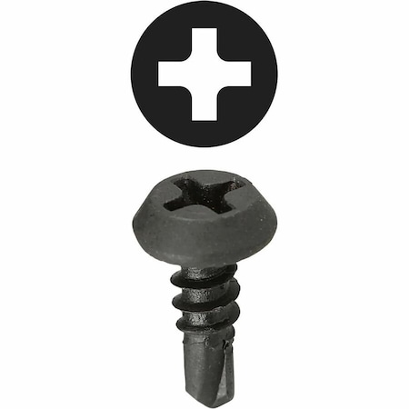 Dottie Sheet Metal Screw, #7 x 7/16 in, Black Oxide Steel Pan Head Phillips Drive, 500 PK TEKFT7716