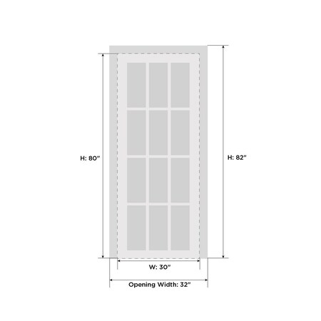 Sartodoors Solid French Door Frosted Glass White 30x80 Solid Core Modern Interior QUADRO4266ID-WS-30