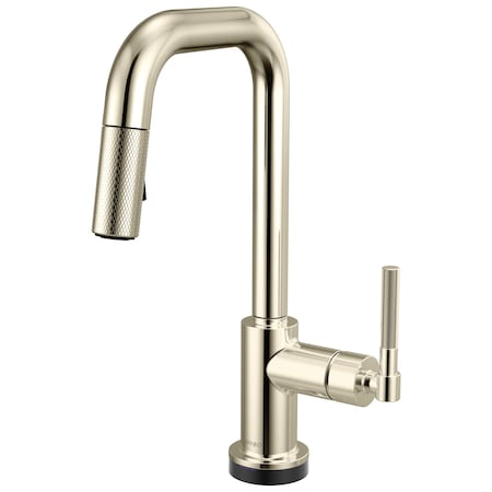 Brizo Litze Smarttouch Pull-Down Prep Faucet with Square Spout, Knurled Handle Polished Nickel 64953LF-PN