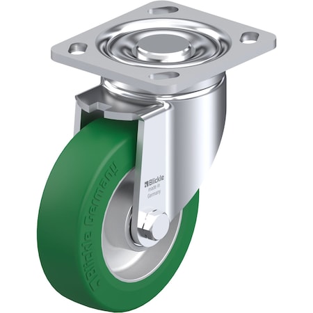 Blickle Swivel Plate Caster, PU, 5", 770 lb., Overall Height: 6-1/2" LH-ALST 125K-14
