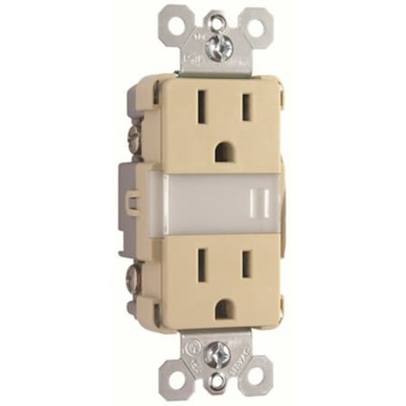 Legrand Straight Blade Receptacle, 5-15R, 15 A, 120/125V AC, 2 Pole, 3 Wire, Flush Mount, Grounded NTL885TRICC6