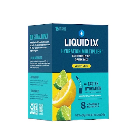 Liquid I.V. Sports Drink Mix, 0.6 oz, Lemon-Lime, PK15 LVM-1501