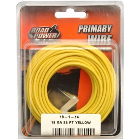Southwire Primary Wire, 18 AWG, 1C C, Yellow, PVC, Stranded, 33 ft. 115654