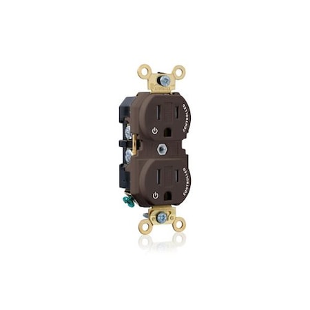 Leviton Dup Rec 15A 125V TR 2MCtrl Self-Gr Brn 5262-2P