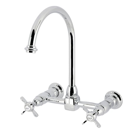 Kingston Brass Two-Handle Wall Mount Bridge Kitchen Faucet, Polished Chrome KS1291BEX