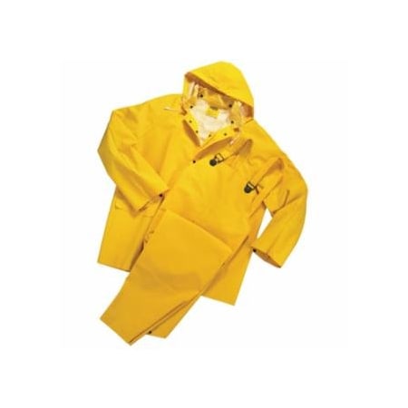 Anchor Brand 3-Pc Rainsuit, Jacket/Hood/Overalls, 0.35 mm, PVC Over Polyester, Yellow, 3X-Large 101-9000-3XL