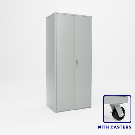 Pucel Heavy Duty Storage Cabinet with Casters, 36 in W x 90 in H x 24 in D, Gray HDSC-3684-24-4C
