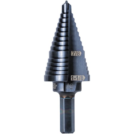 Klein Tools Step Drill Bit No 11 Double-Fluted 7/8 to 1-1/8-Inch KTSB11