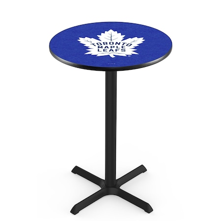 Holland Bar Stool Co 42" Blk Wrinkle Toronto Maple Leafs Pub Table, 36" dia. Top L211B4236TorMpl