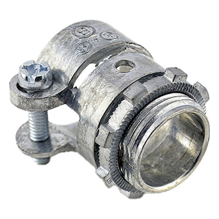Bridgeport Squeeze Connector Connector, 3/4 in, Die Cast Zinc, Ball Burnished; Mirror Smooth, Silver 408-DC2