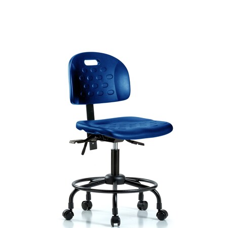 Blue Ridge Ergonomics Poly Chair, Round Tube Base, Desk, Casters, Blue BR-HPDHCH-RT-T0-A0-RC-BLU