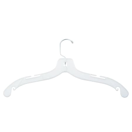 Nahanco 17in White Hi-Impact Plastic Medium Weight Shirt Hanger, 100PK 1507
