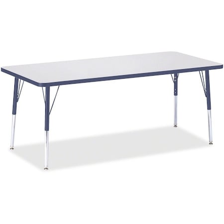 Jonti-Craft Berries Rectangle Activity Table, 30 in. x 72 in., E-height, Freckled Gray/Navy/Gray 6413JCE112