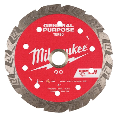 Milwaukee Tool 5" DIAMOND MAX Turbo, General Purpose Diamond Blade 49-93-9105