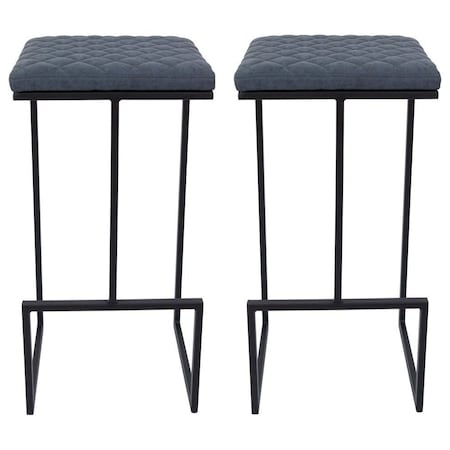 Leisuremod Quincy Leather Bar Stools with Metal Frame, Peacock Blue, 2PK QS29BU2