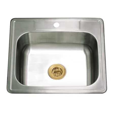 Kingston Brass 25-Inch Stainless Steel Self-Rimming Single Bowl Drop-In Kitchen Sink, 1-Hole with Strainer KGKTS2522817