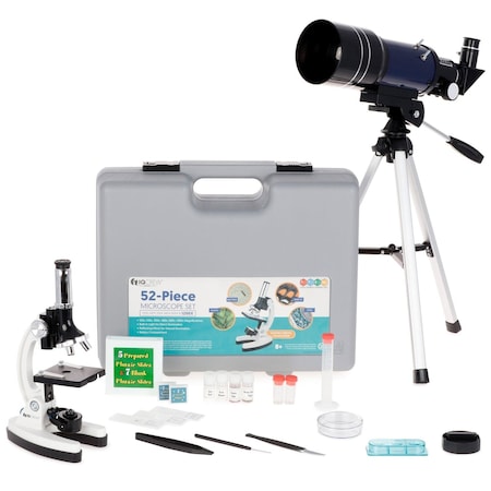 Amscope IQCrew By-KIDS - White Metal Arm Starter Kids Student Compound Microscope Kit and Compact R M30-ABS-KT2-W-TKVB1