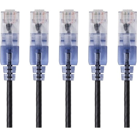 Monoprice Slim Cat6A Patch Cable, 5 Pack, 14 ft.Blck 15145