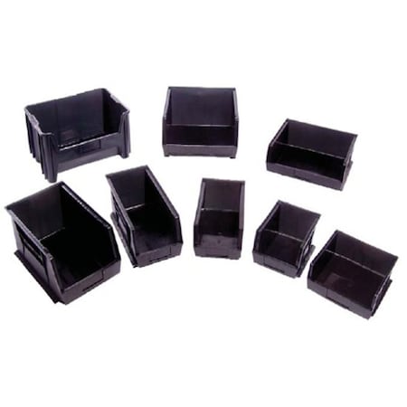 Quantum Storage Systems Hang & Stack Storage Bin, Polypropylene/Polyethylene, Black, 5 in H, 11 in W, 10 7/8 in L QUS235BR